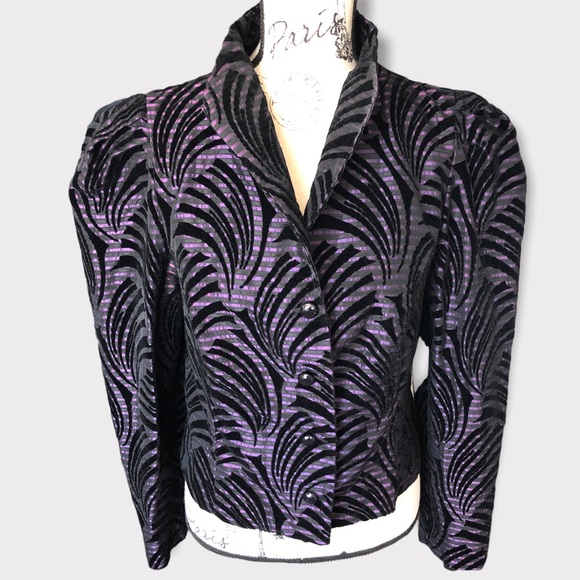 Vintabge 80s Womens Blazer Purple Black | Large - Picture 2 of 9